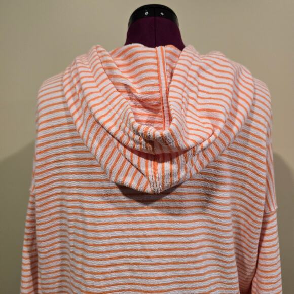 Women's Love by Gap Orange Striped Terry Knit Hoodie | Size XL - Picture 6 of 9